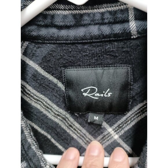 Rails Hunter Shirt Womens Medium Black Plaid Flannel Lurex Button Up Long Sleeve - Picture 4 of 11